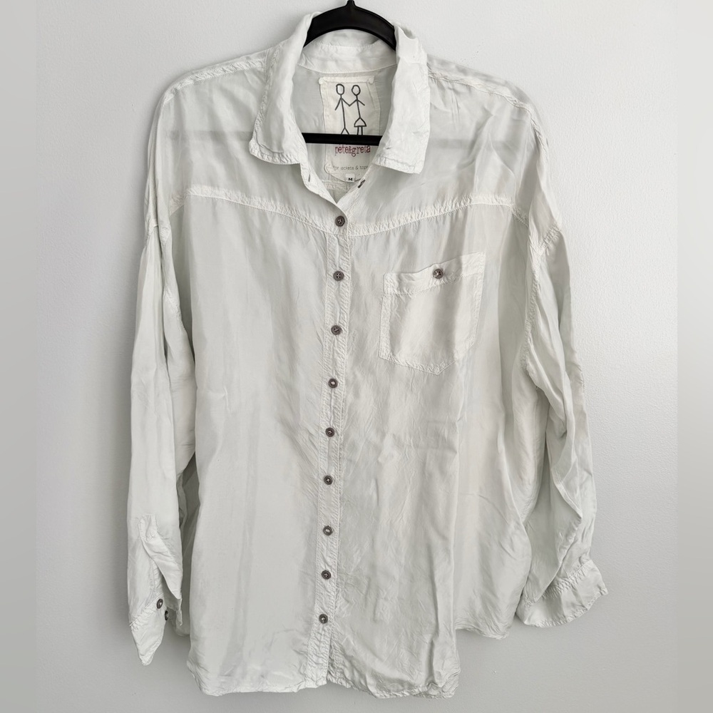 Johnny Was Size M • Gray Blouse Boho Button Down.